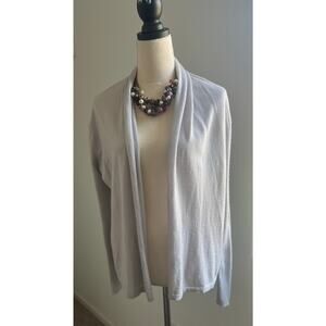 NORDSTROM SIGNATURE Light Gray Cardigan Cashmere Silk and Linen Open Sweater XS